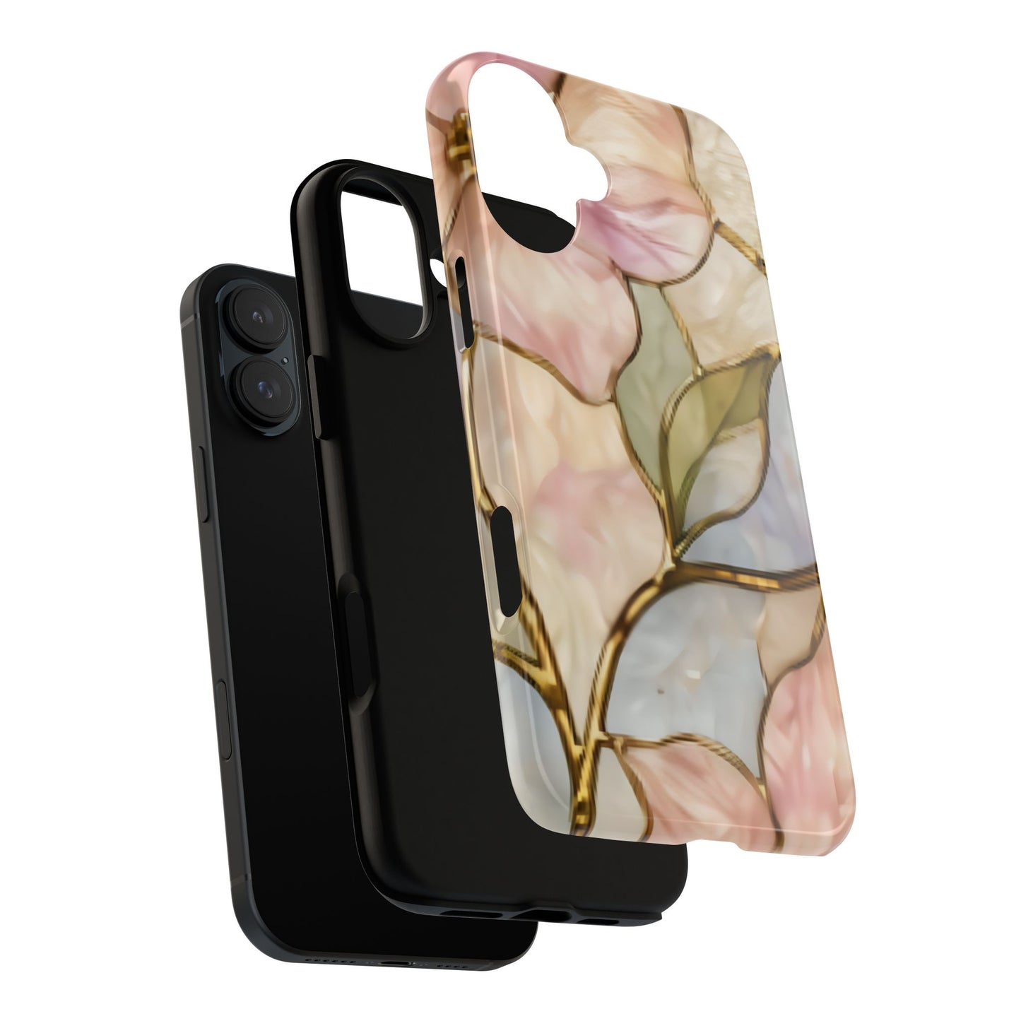 Pink Petals Floral Stained Glass Tough Case — Pastel Pink Protective Phone Cover