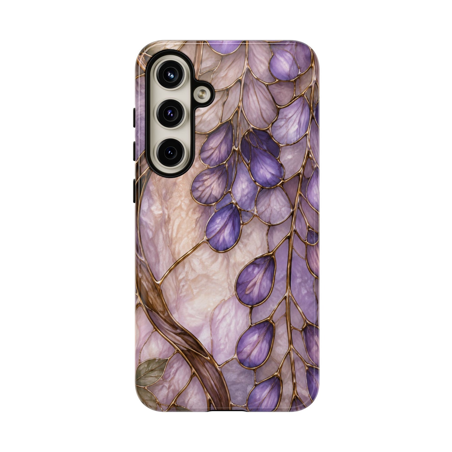 Wisteria Wilows Floral Lavender Vines Tough Phone Case- Stained glass floral collection