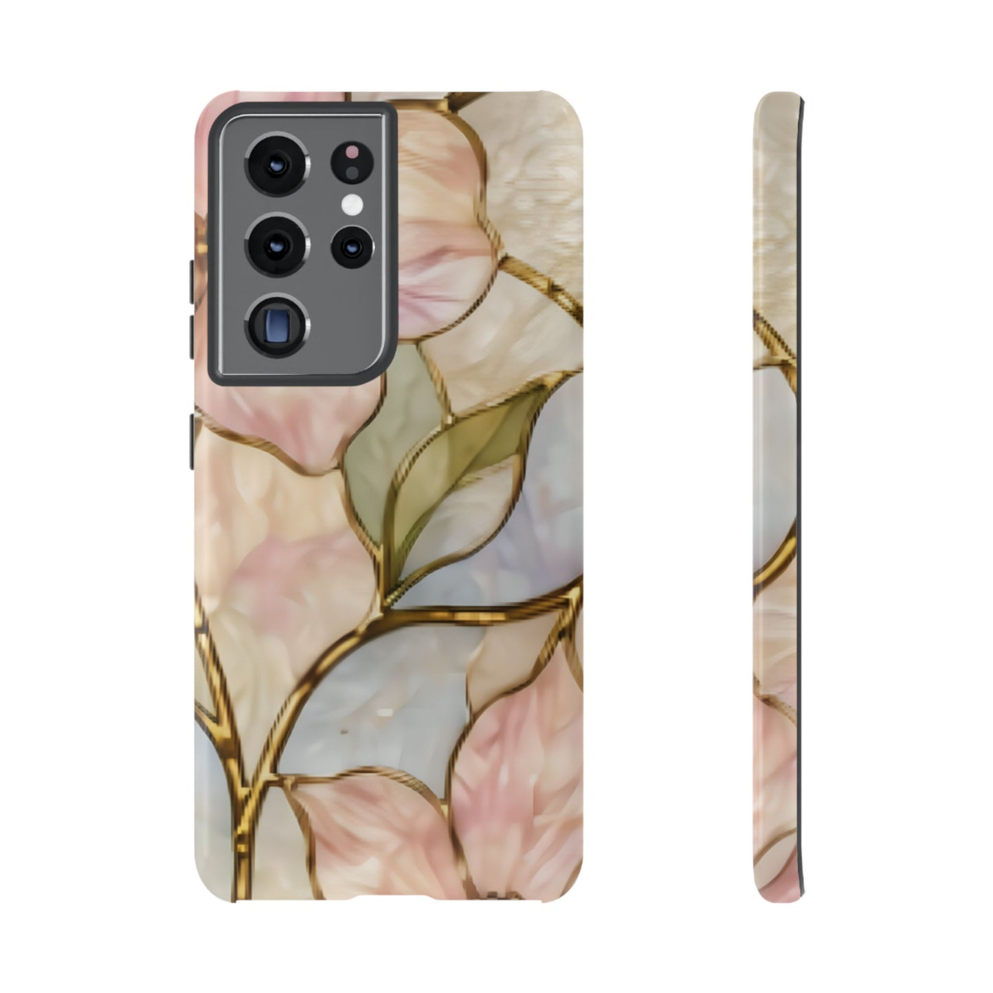 Pink Petals Floral Stained Glass Tough Case — Pastel Pink Protective Phone Cover