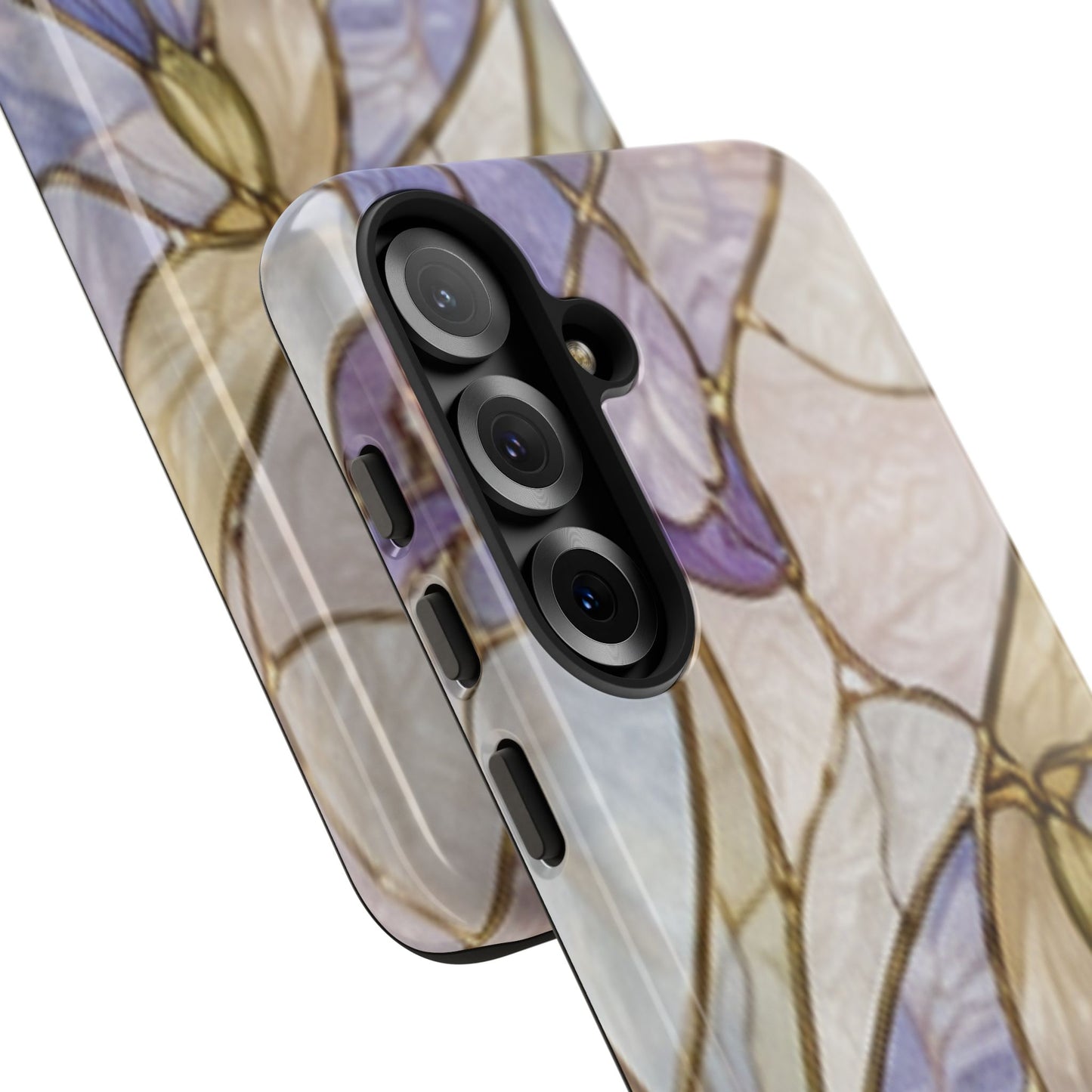 Lilac Meadows Stained Floral Glass Phone Case – Purple Lily Tough Case