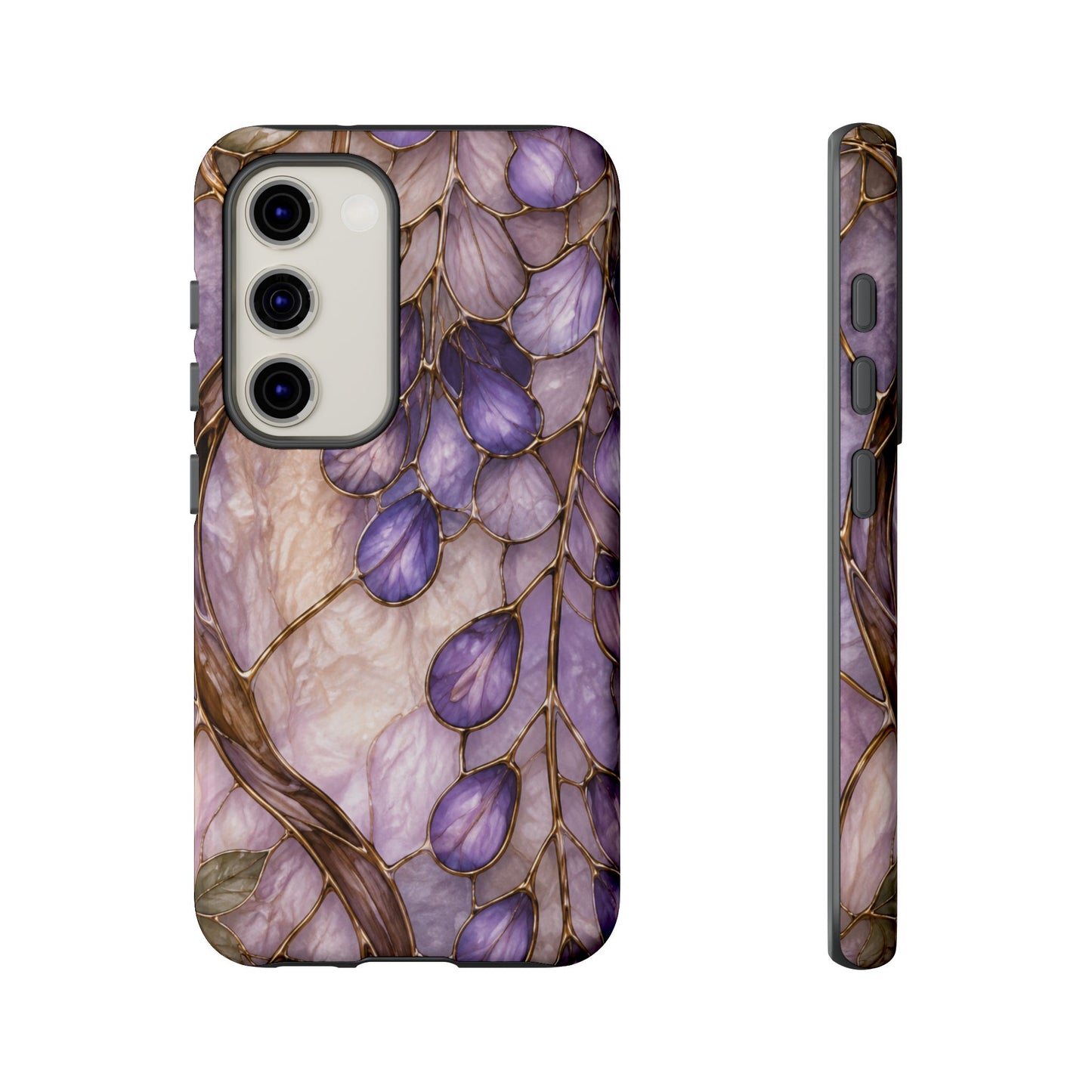 Wisteria Wilows Floral Lavender Vines Tough Phone Case- Stained glass floral collection