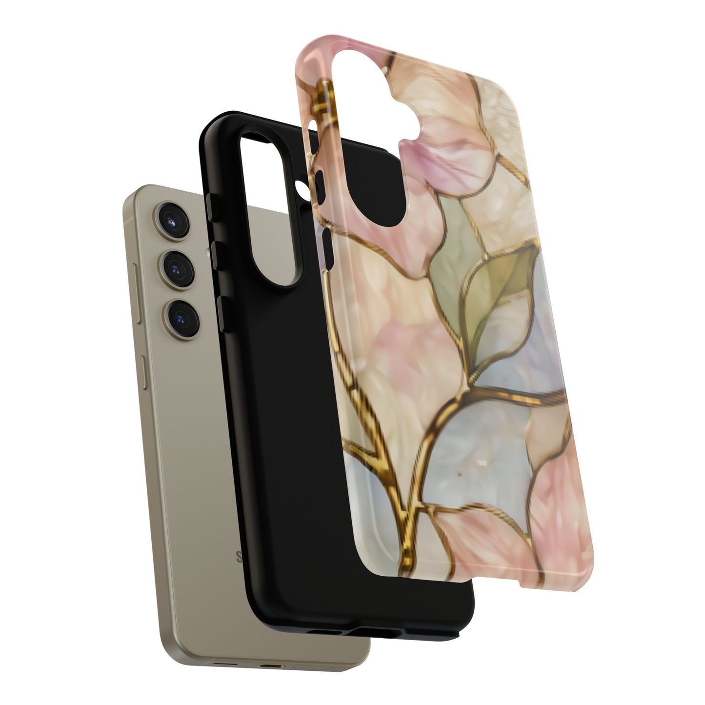 Pink Petals Floral Stained Glass Tough Case — Pastel Pink Protective Phone Cover