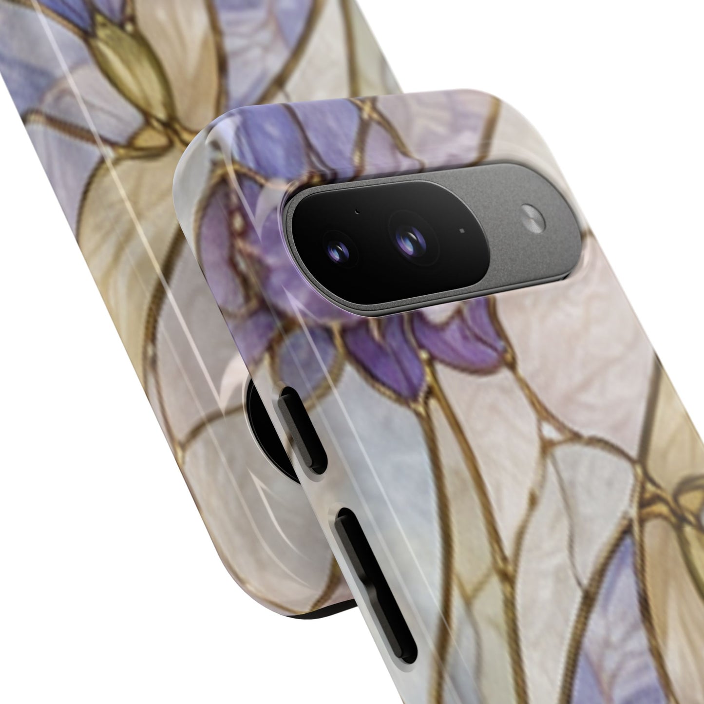 Lilac Meadows Stained Floral Glass Phone Case – Purple Lily Tough Case