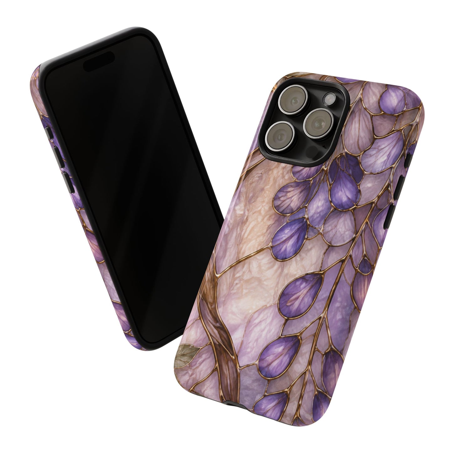 Wisteria Wilows Floral Lavender Vines Tough Phone Case- Stained glass floral collection