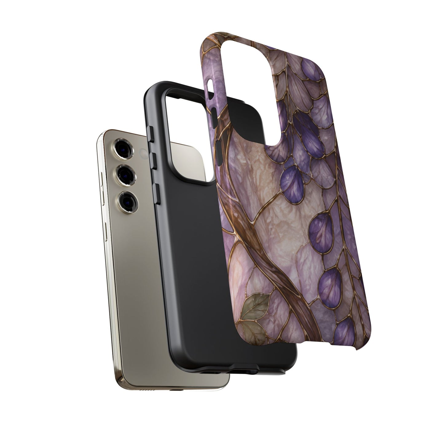 Wisteria Wilows Floral Lavender Vines Tough Phone Case- Stained glass floral collection