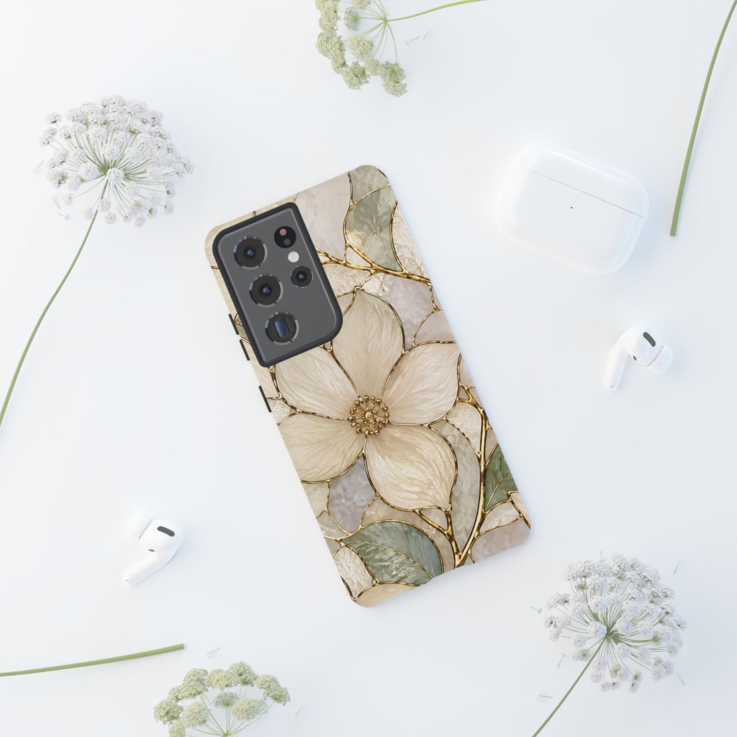 Ivory Bloom White Floral Tough Case - Stained Florals Collection Phone Case