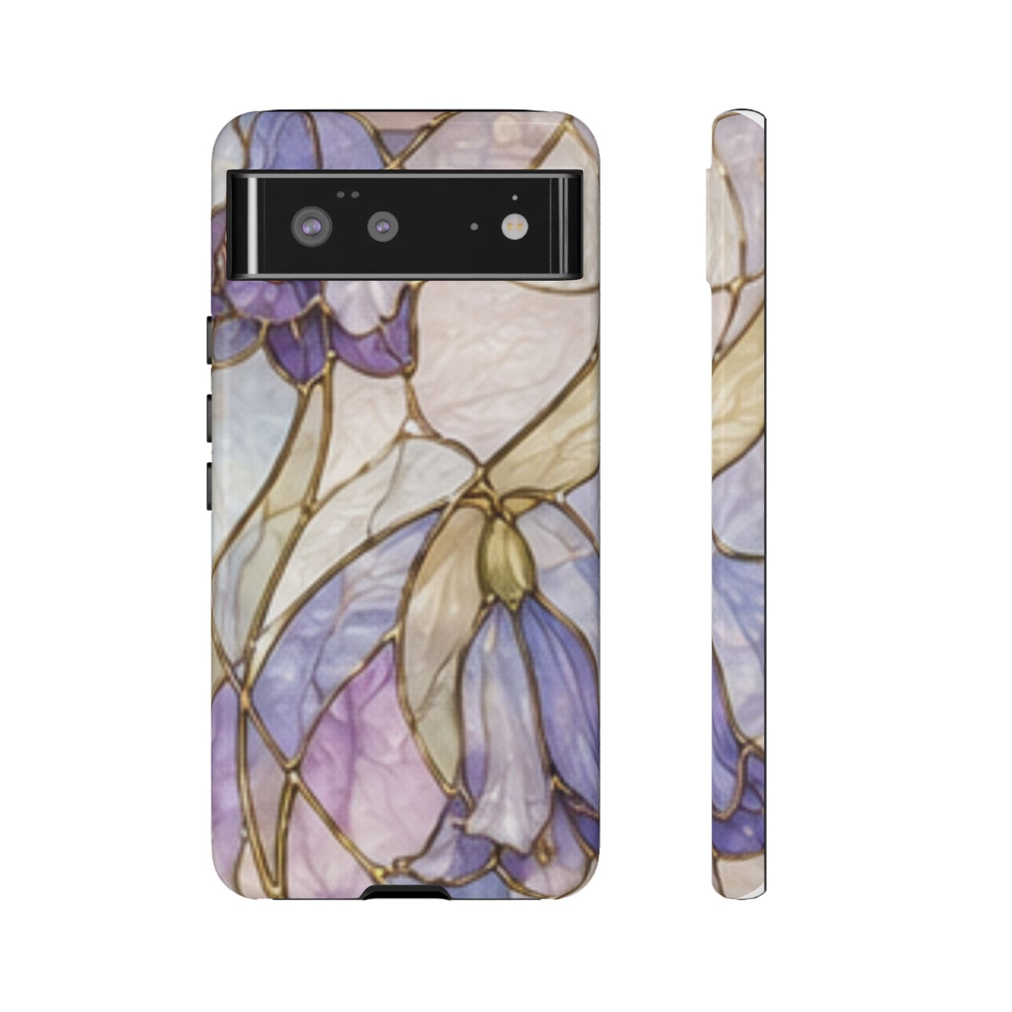 Lilac Meadows Stained Floral Glass Phone Case – Purple Lily Tough Case