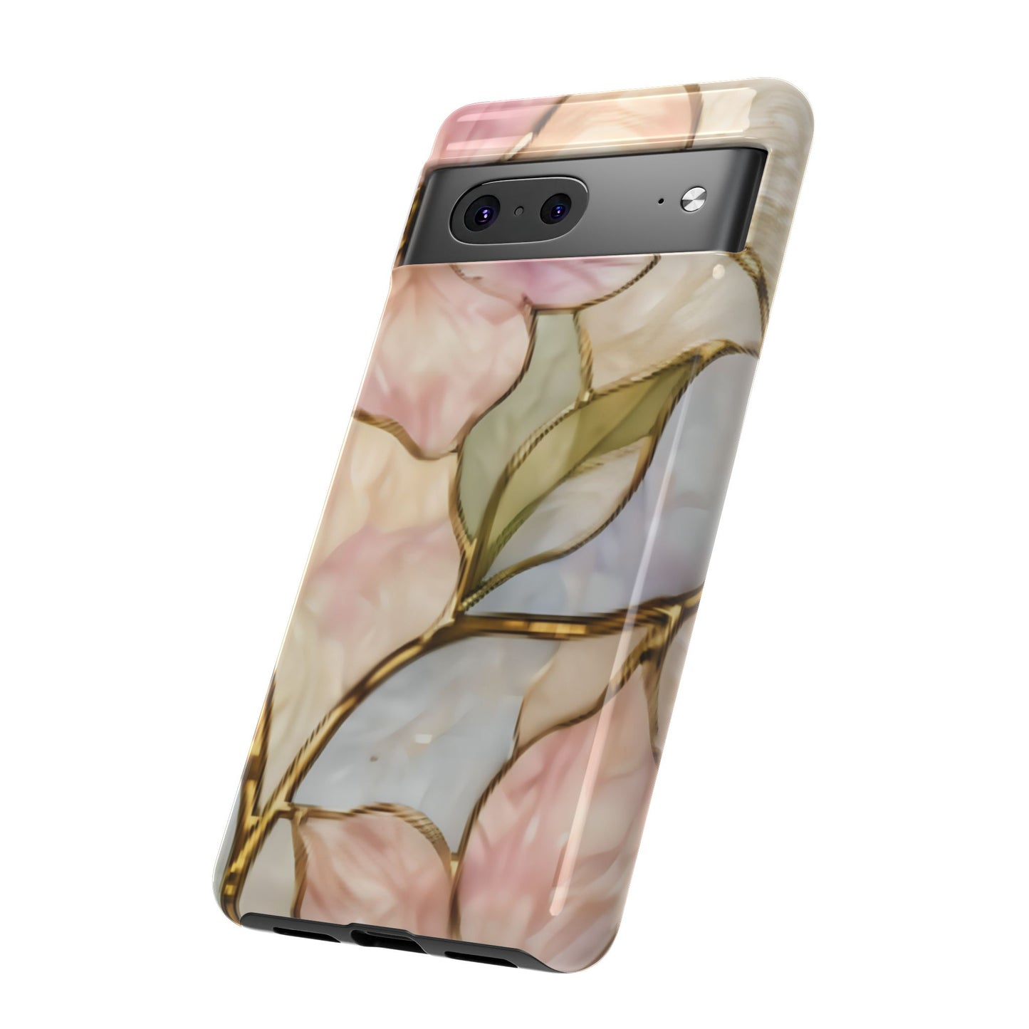 Pink Petals Floral Stained Glass Tough Case — Pastel Pink Protective Phone Cover