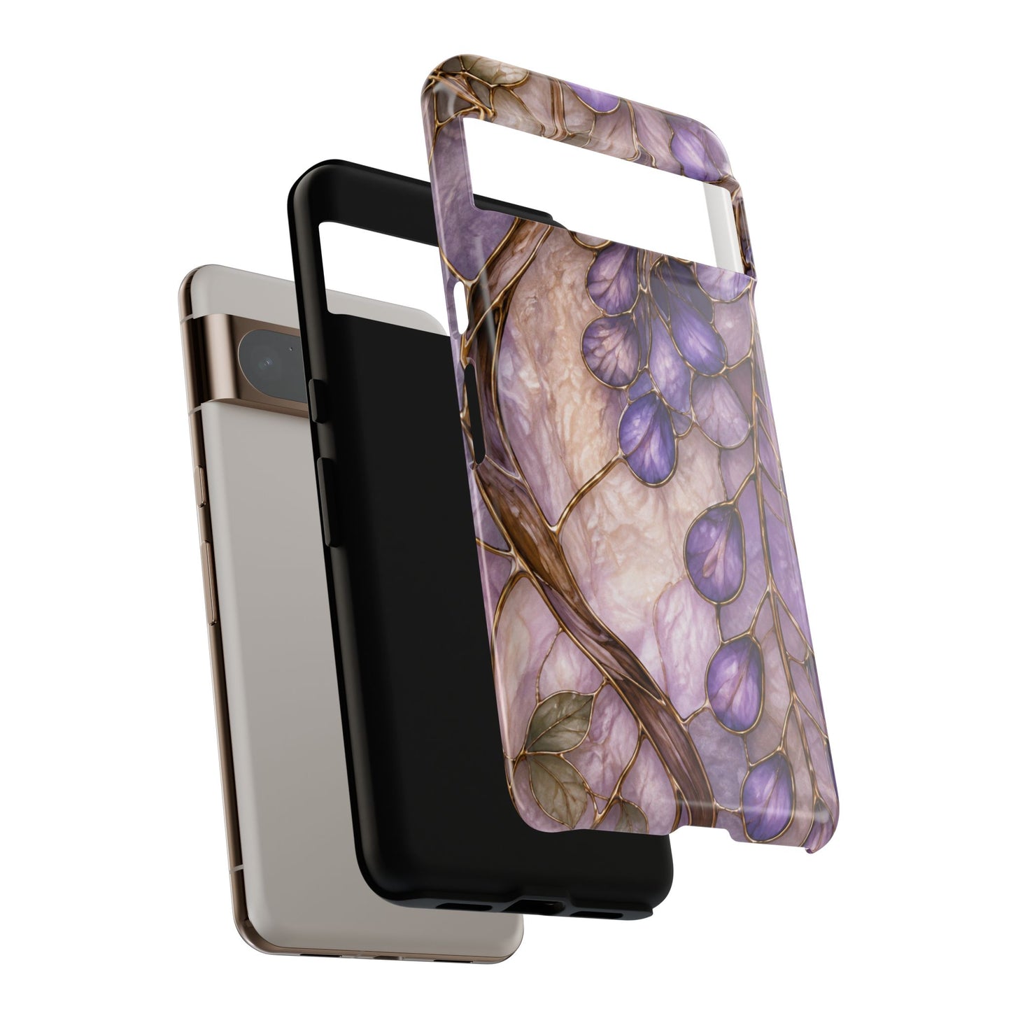 Wisteria Wilows Floral Lavender Vines Tough Phone Case- Stained glass floral collection