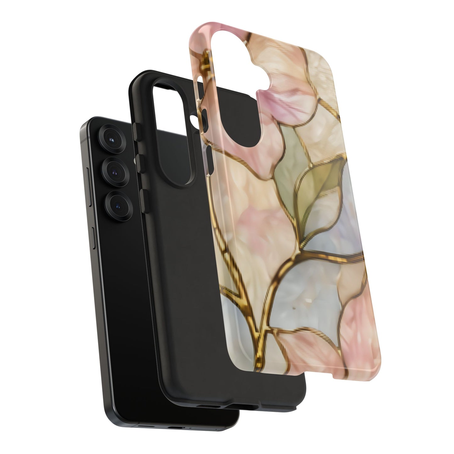 Pink Petals Floral Stained Glass Tough Case — Pastel Pink Protective Phone Cover