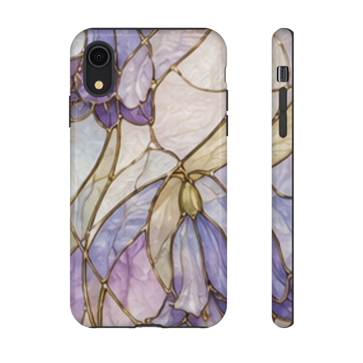 Lilac Meadows Stained Floral Glass Phone Case – Purple Lily Tough Case