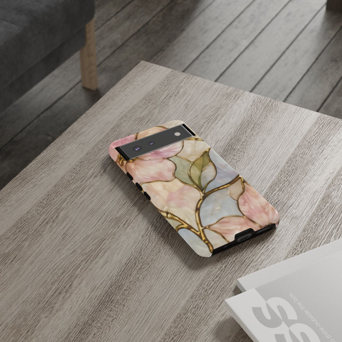 Pink Petals Floral Stained Glass Tough Case — Pastel Pink Protective Phone Cover