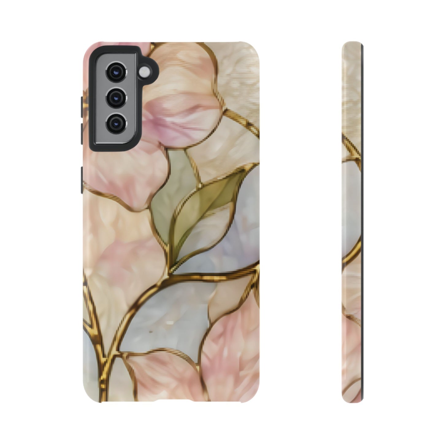 Pink Petals Floral Stained Glass Tough Case — Pastel Pink Protective Phone Cover