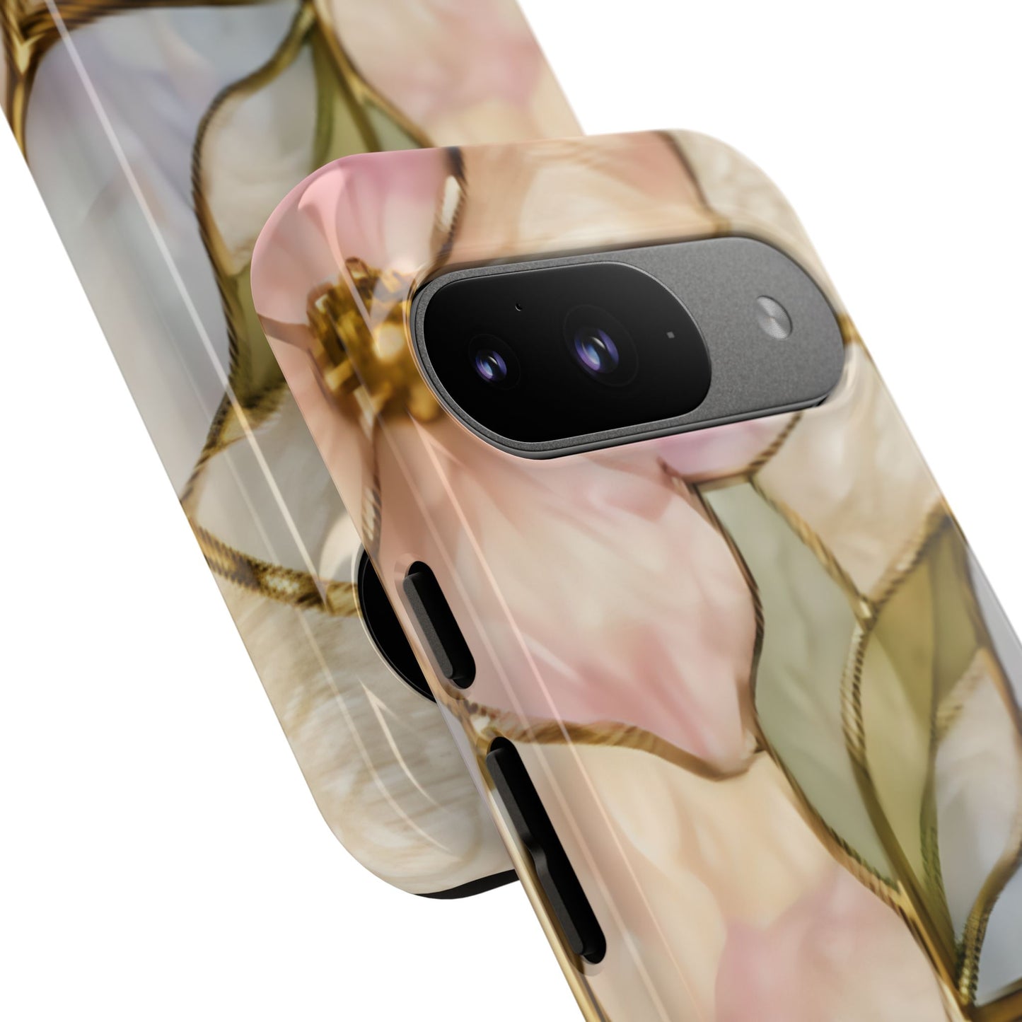 Pink Petals Floral Stained Glass Tough Case — Pastel Pink Protective Phone Cover