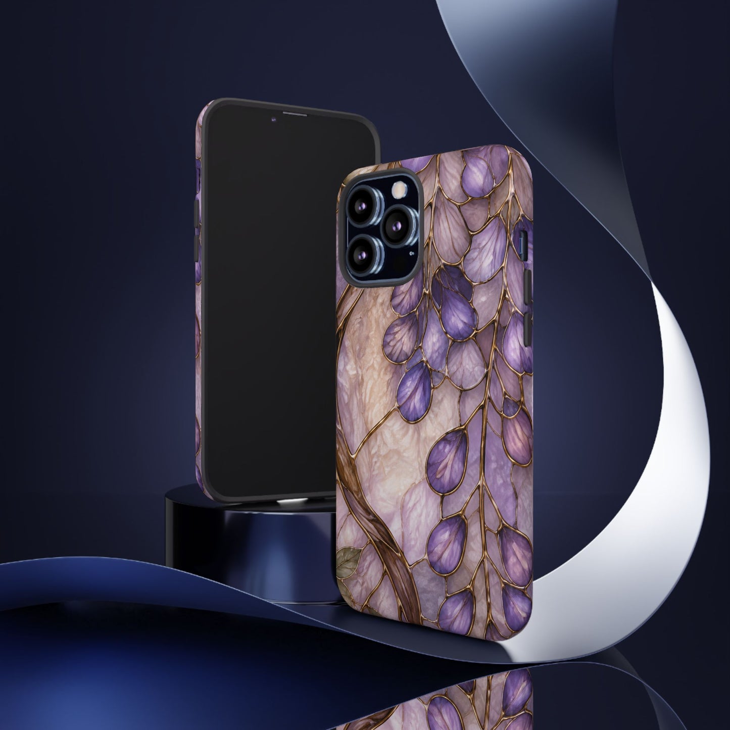 Wisteria Wilows Floral Lavender Vines Tough Phone Case- Stained glass floral collection