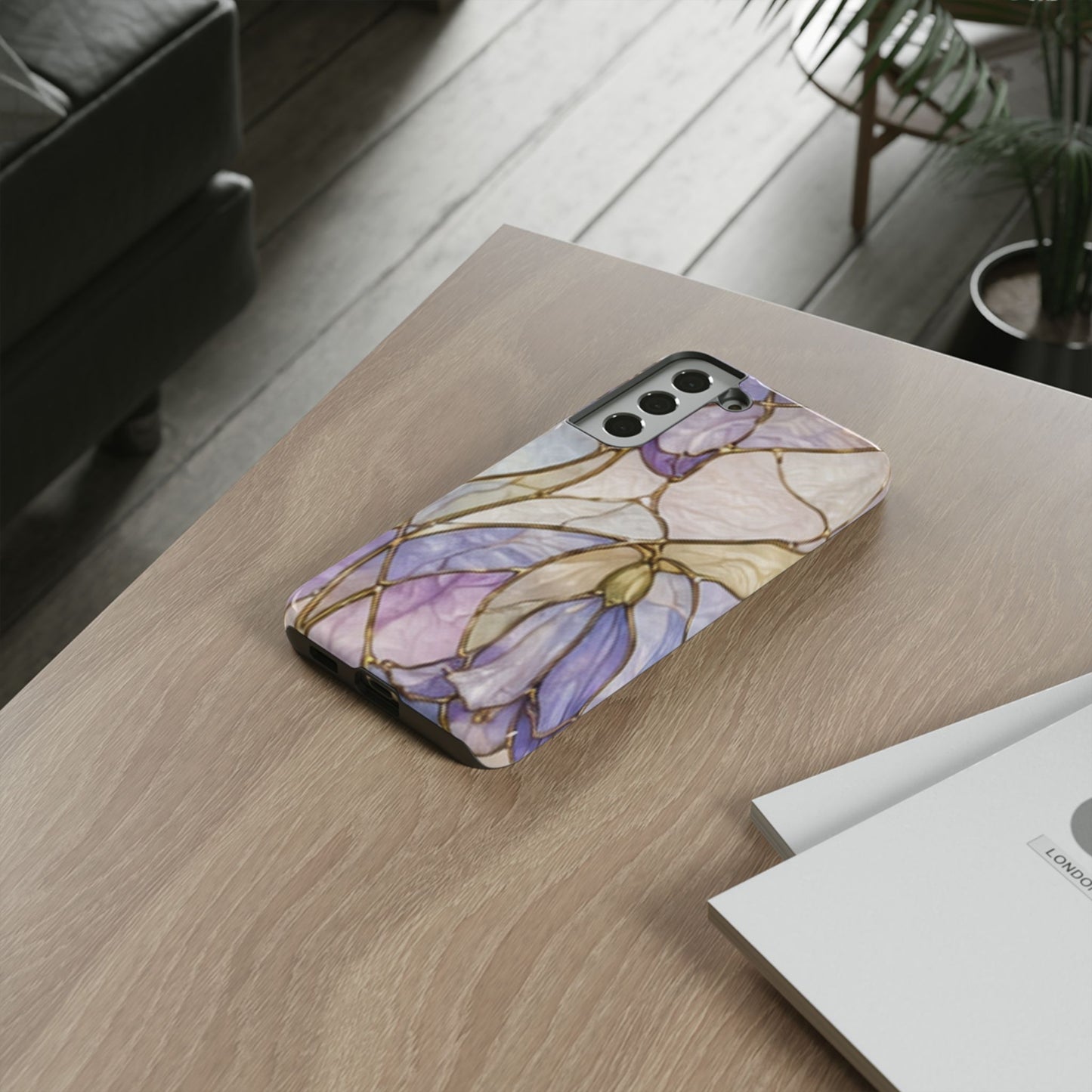 Lilac Meadows Stained Floral Glass Phone Case – Purple Lily Tough Case