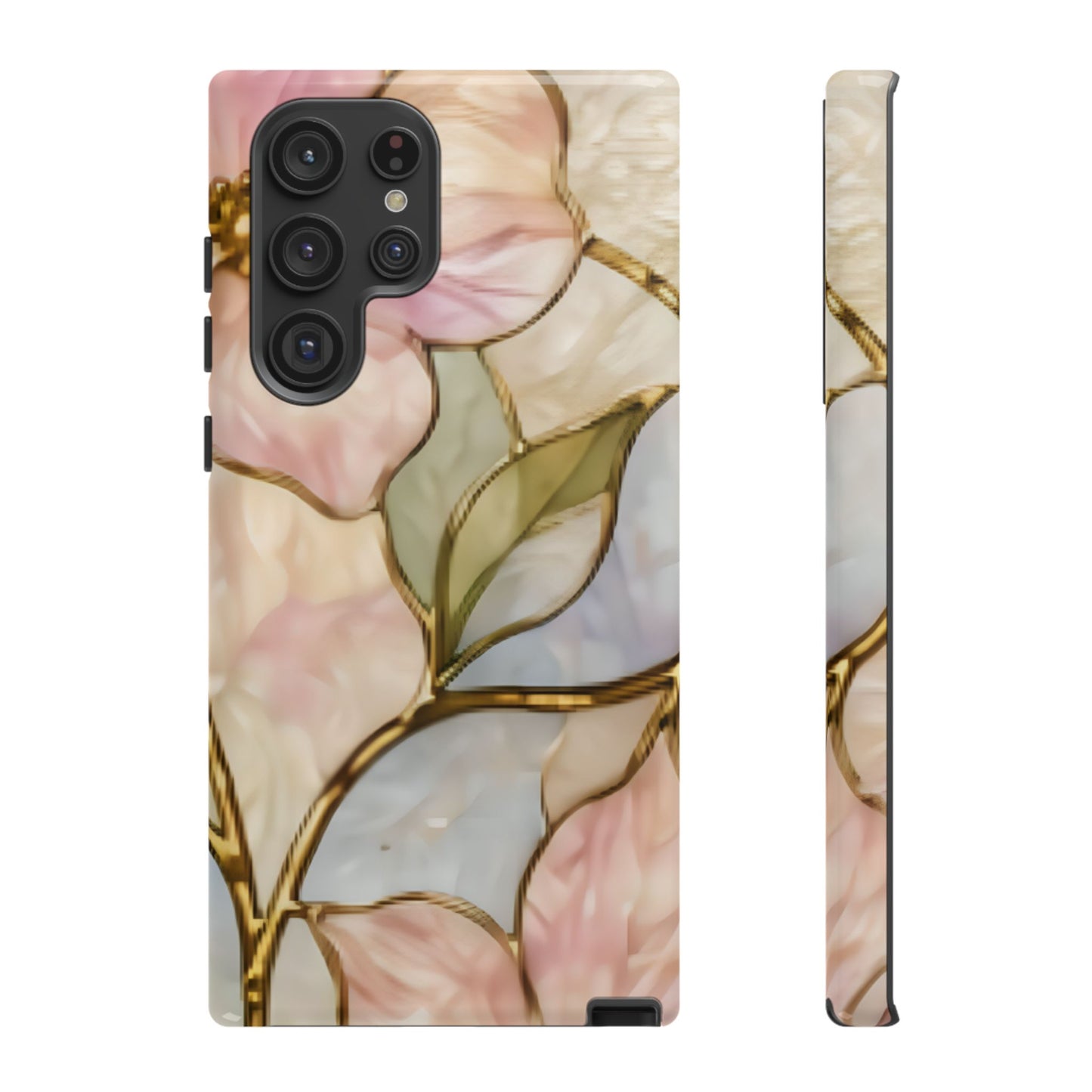 Pink Petals Floral Stained Glass Tough Case — Pastel Pink Protective Phone Cover