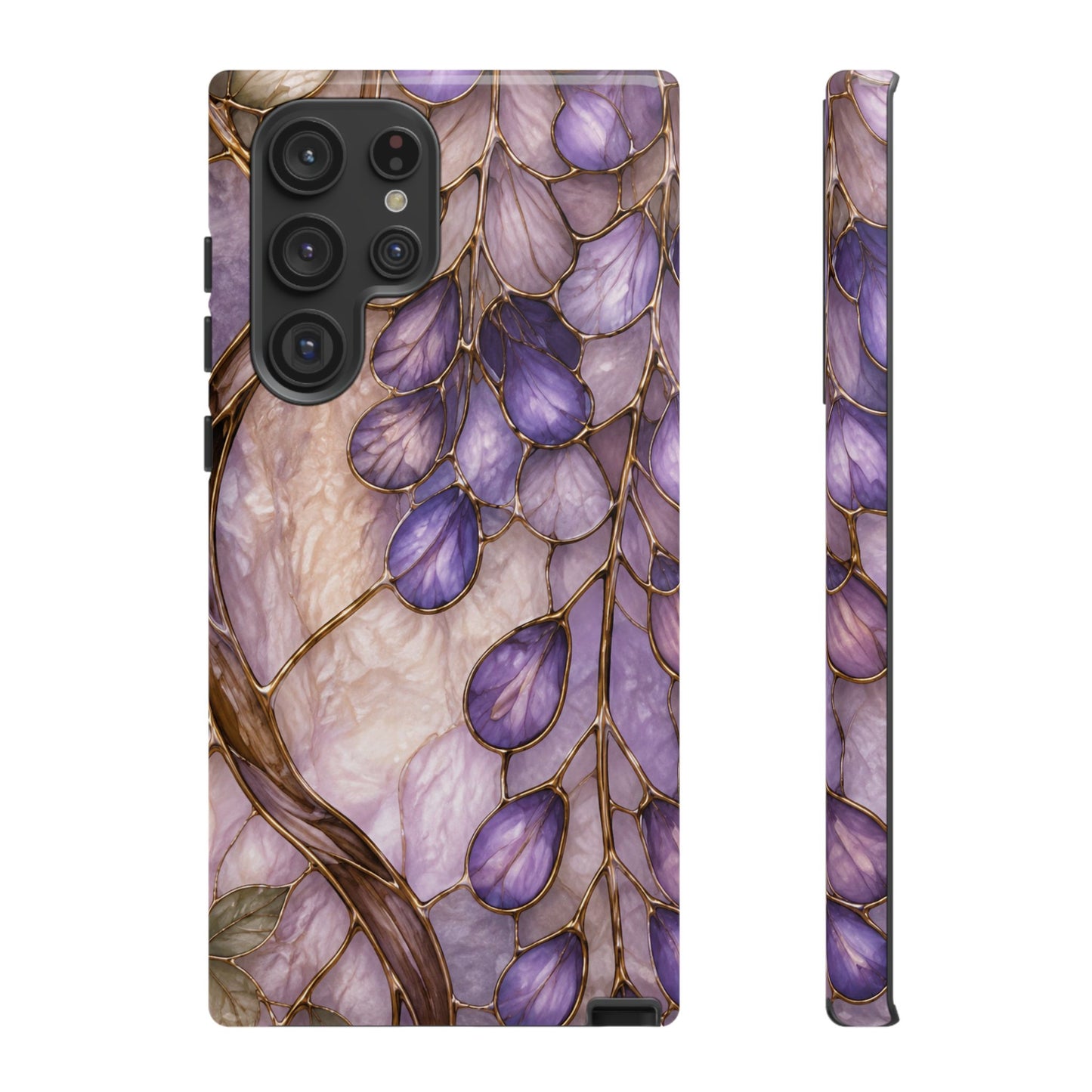 Wisteria Wilows Floral Lavender Vines Tough Phone Case- Stained glass floral collection