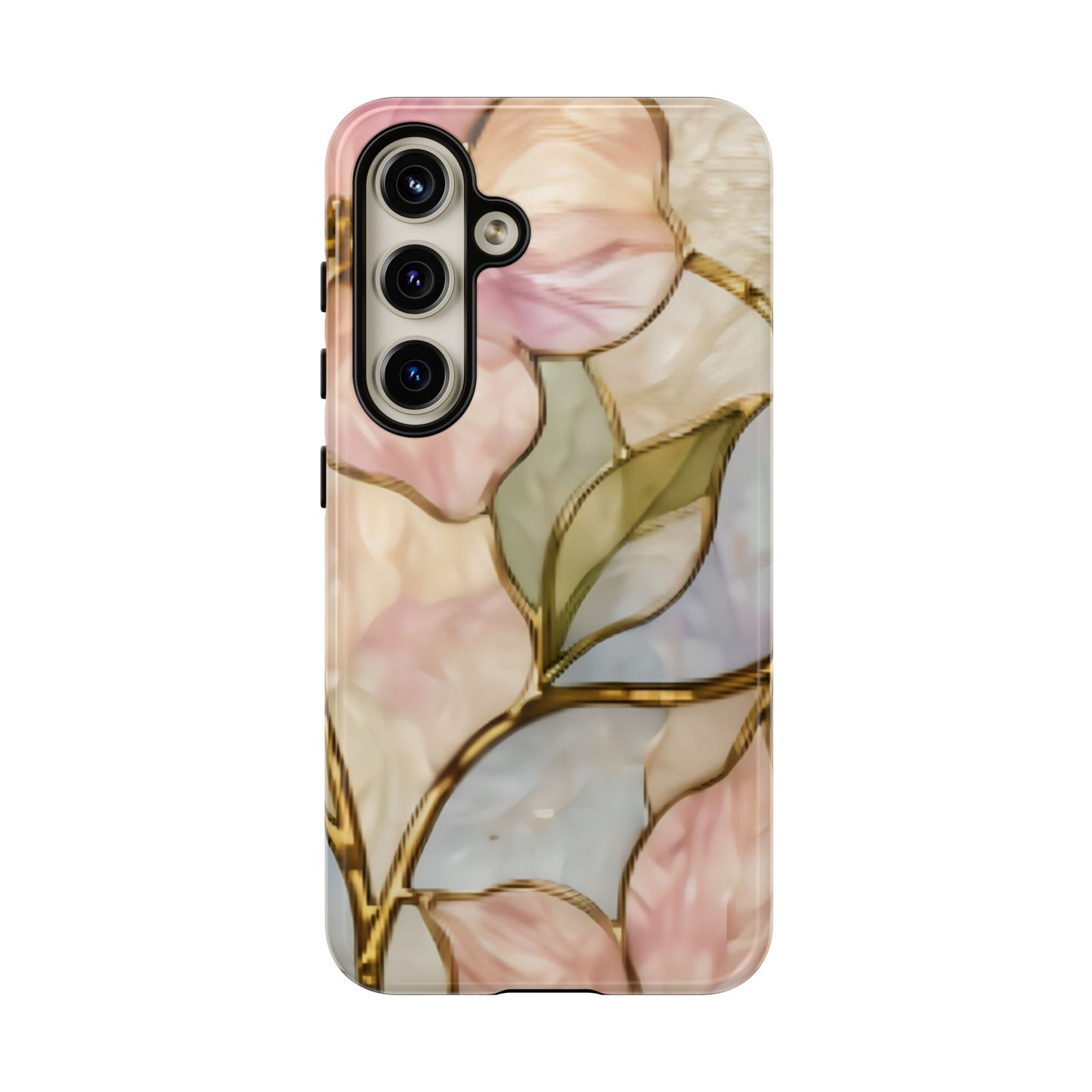 Pink Petals Floral Stained Glass Tough Case — Pastel Pink Protective Phone Cover