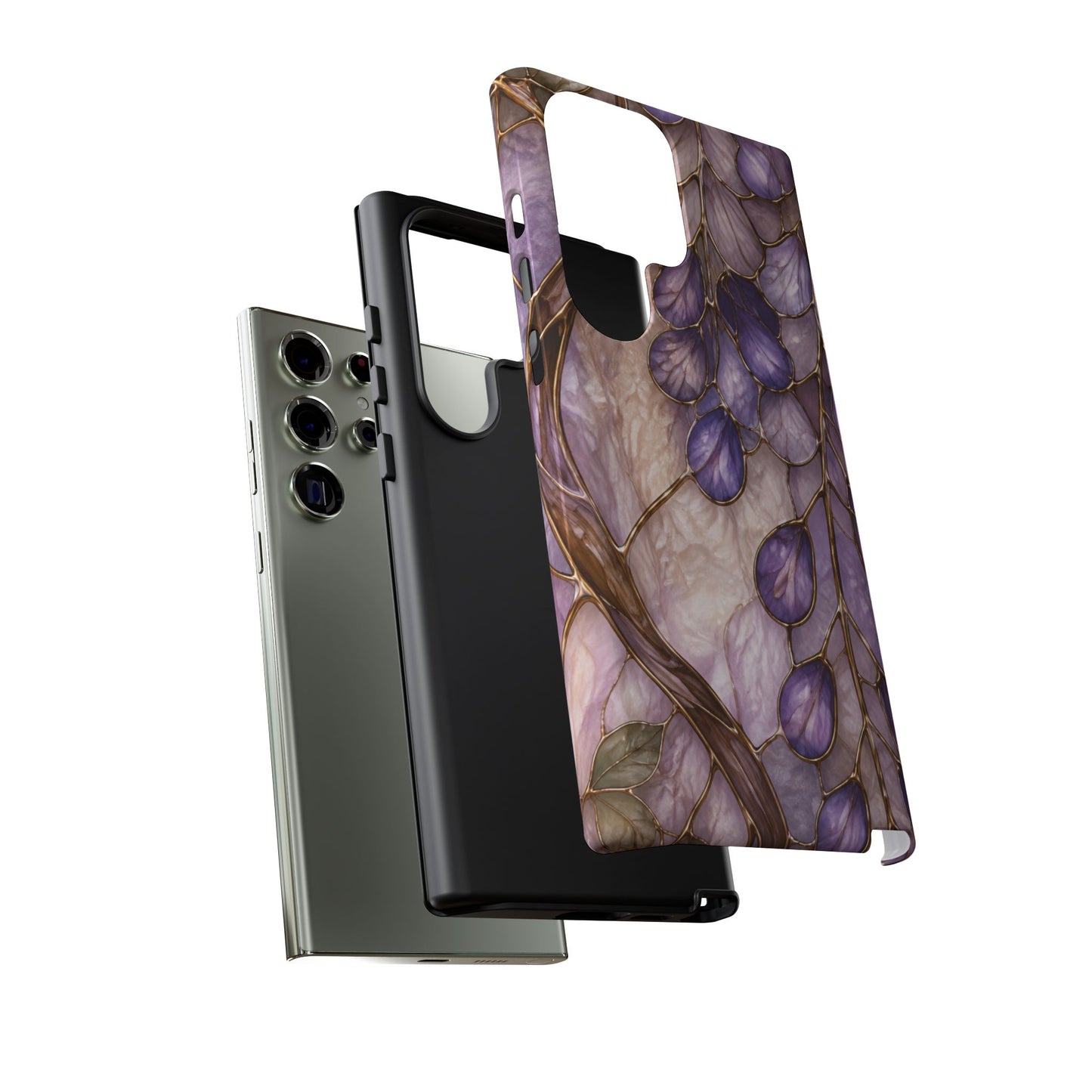 Wisteria Wilows Floral Lavender Vines Tough Phone Case- Stained glass floral collection