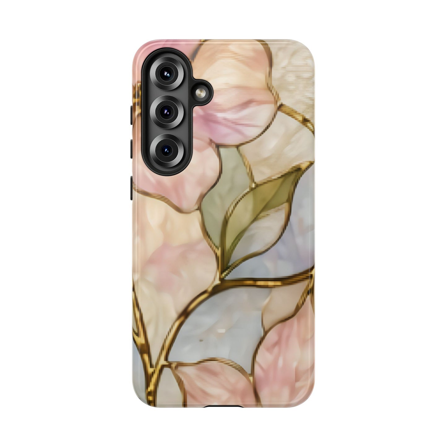 Pink Petals Floral Stained Glass Tough Case — Pastel Pink Protective Phone Cover