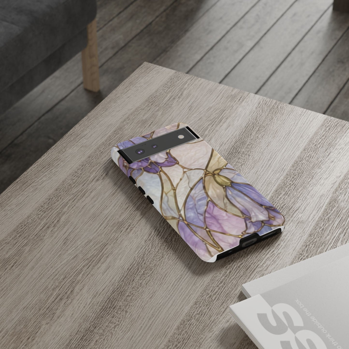 Lilac Meadows Stained Floral Glass Phone Case – Purple Lily Tough Case