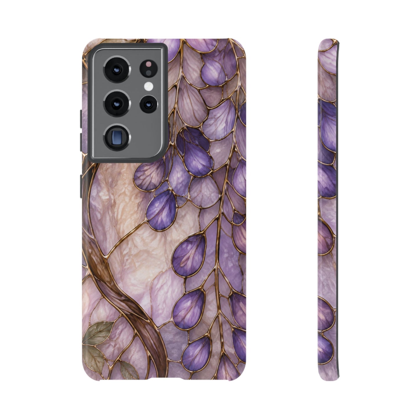 Wisteria Wilows Floral Lavender Vines Tough Phone Case- Stained glass floral collection