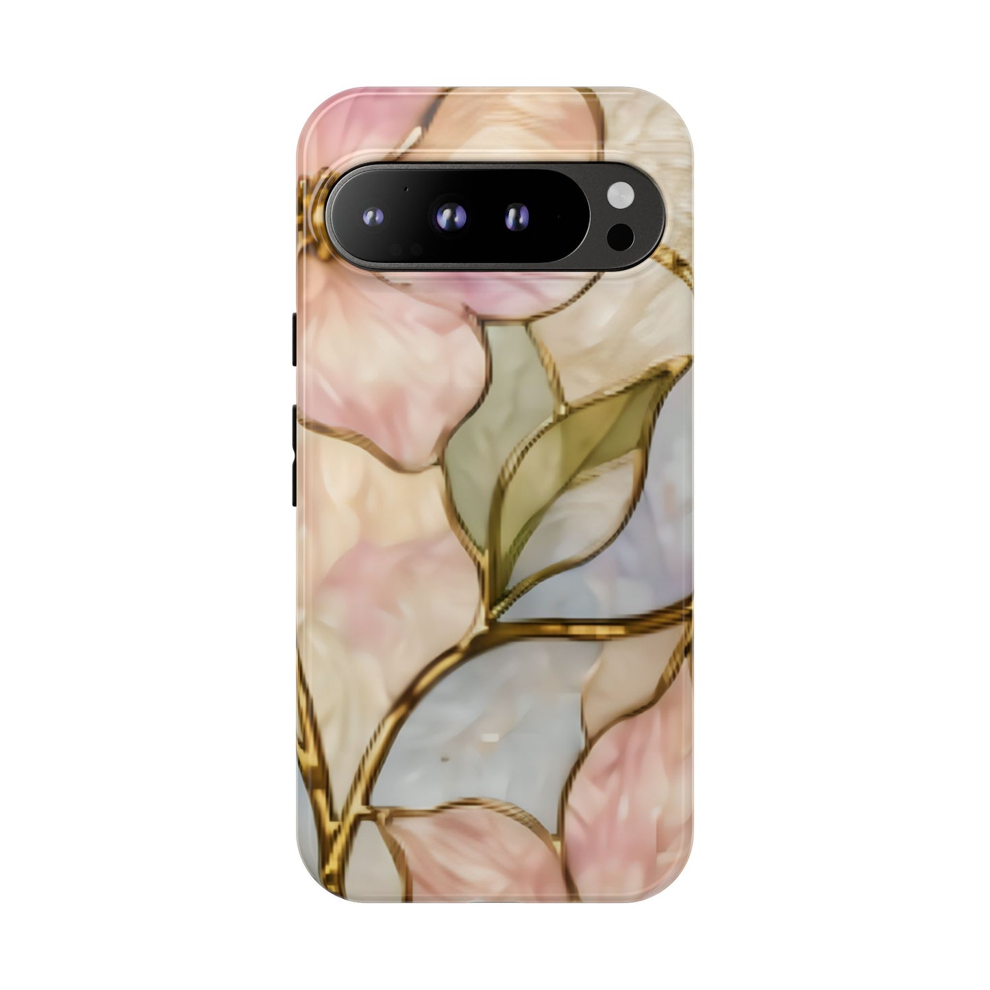 Pink Petals Floral Stained Glass Tough Case — Pastel Pink Protective Phone Cover