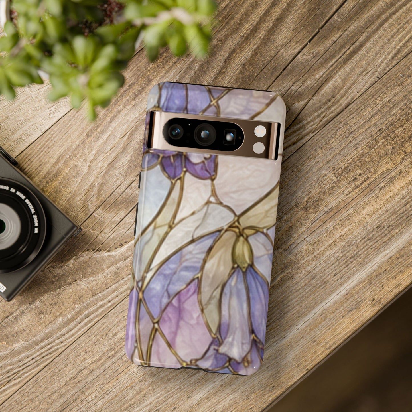 Lilac Meadows Stained Floral Glass Phone Case – Purple Lily Tough Case