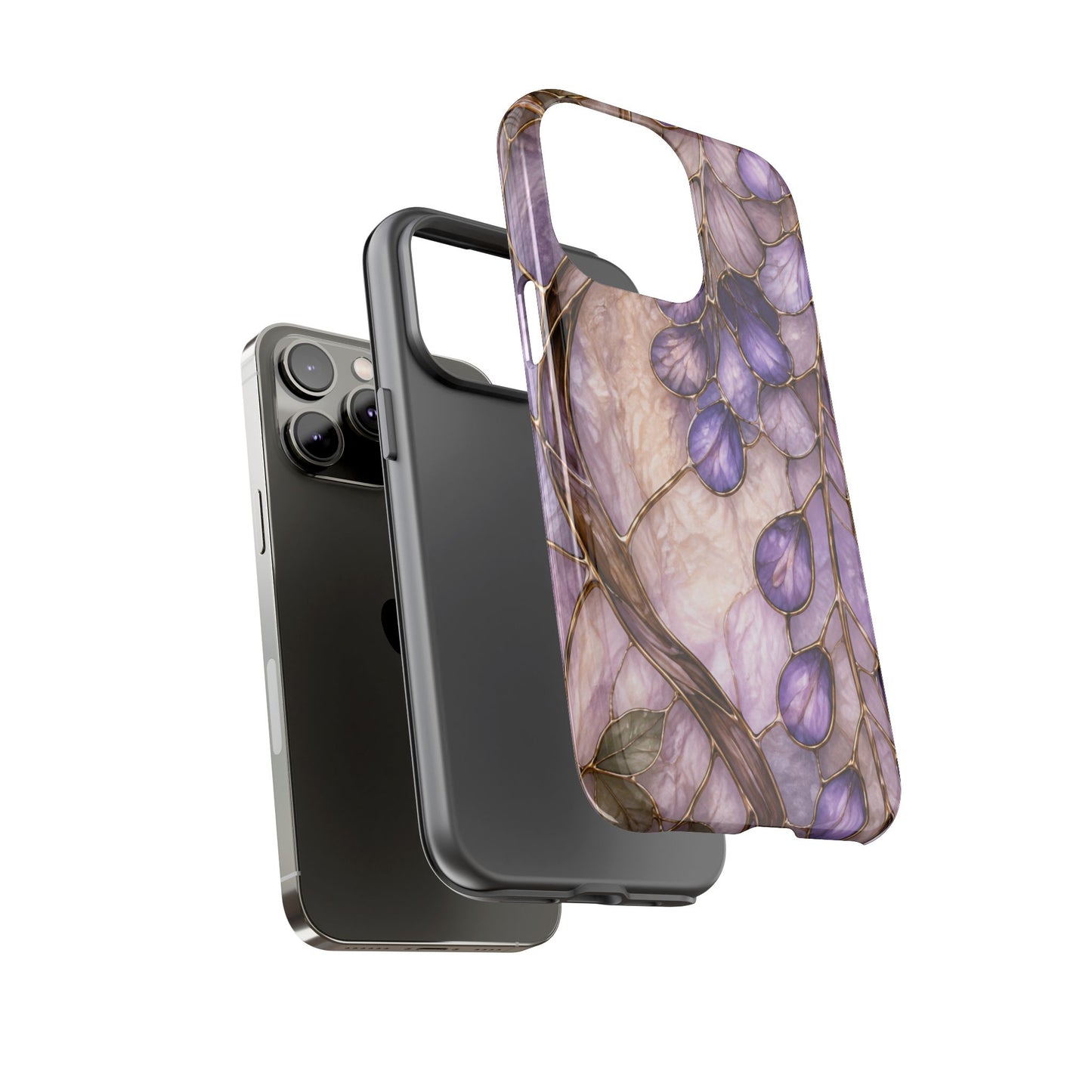Wisteria Wilows Floral Lavender Vines Tough Phone Case- Stained glass floral collection