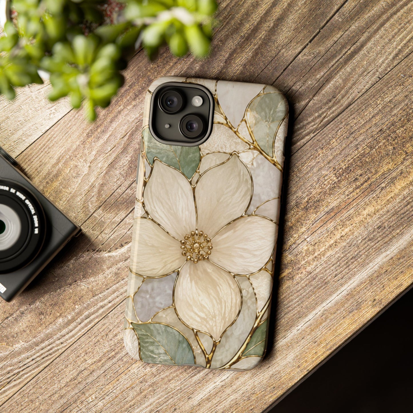 Ivory Bloom White Floral Tough Case - Stained Florals Collection Phone Case