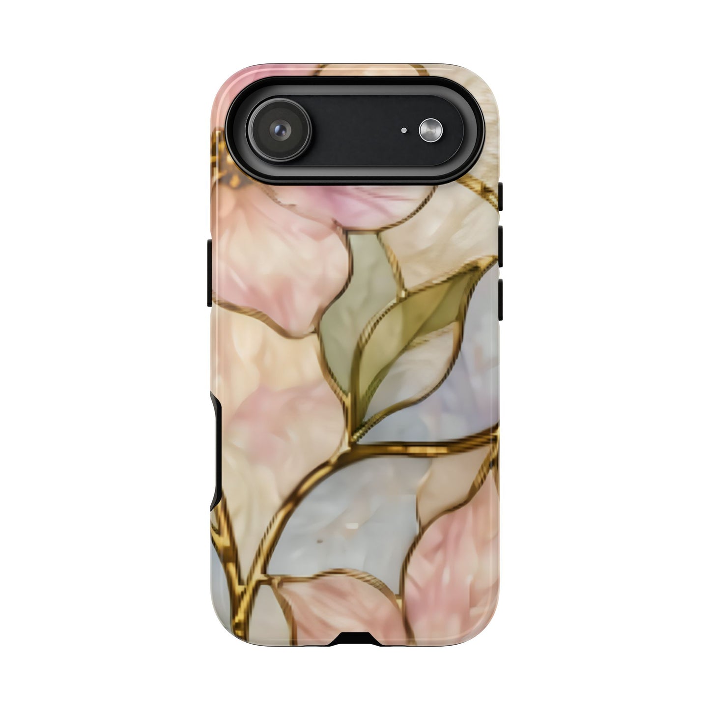Pink Petals Floral Stained Glass Tough Case — Pastel Pink Protective Phone Cover