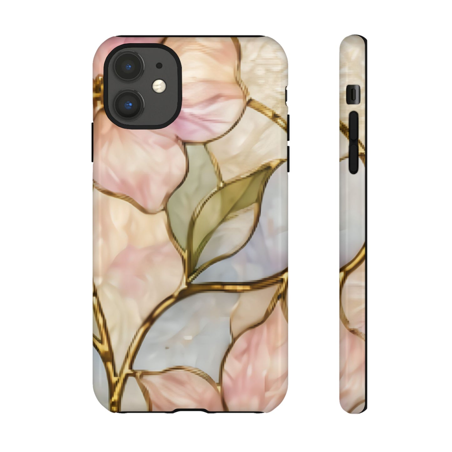 Pink Petals Floral Stained Glass Tough Case — Pastel Pink Protective Phone Cover