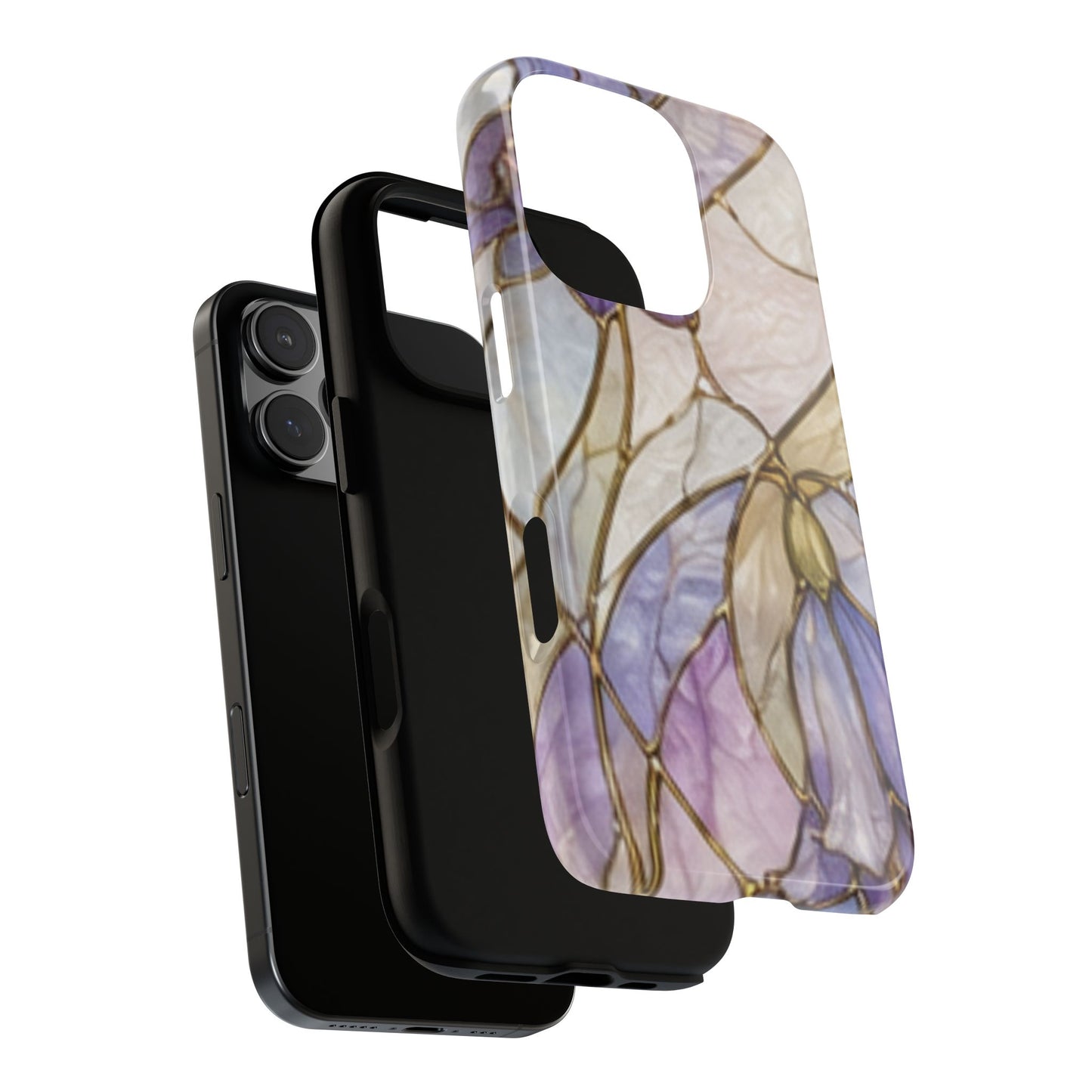 Lilac Meadows Stained Floral Glass Phone Case – Purple Lily Tough Case