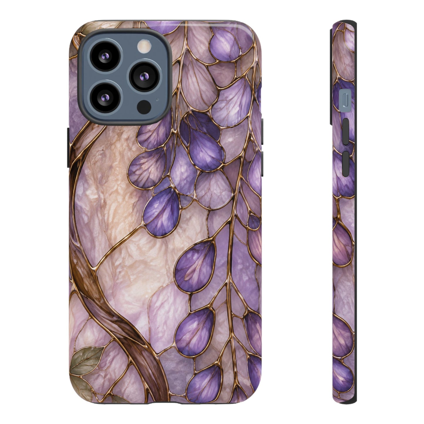 Wisteria Wilows Floral Lavender Vines Tough Phone Case- Stained glass floral collection