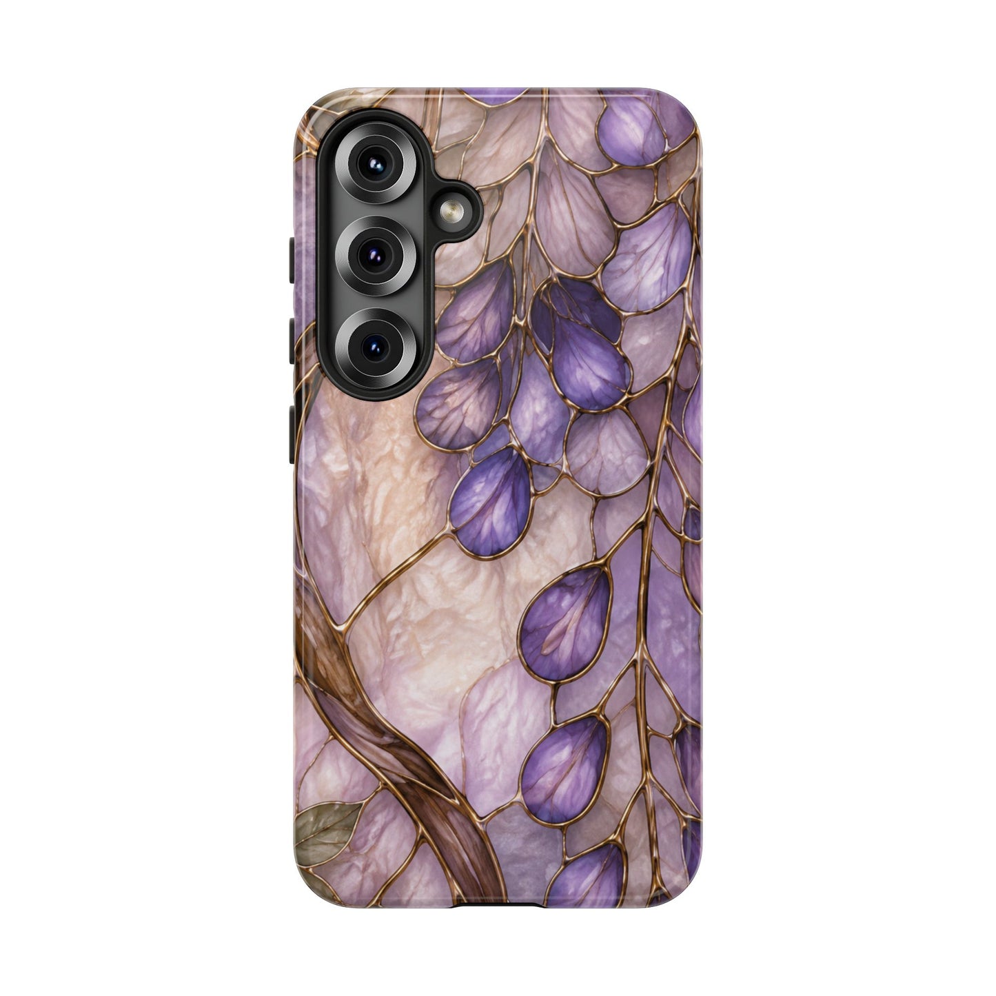 Wisteria Wilows Floral Lavender Vines Tough Phone Case- Stained glass floral collection