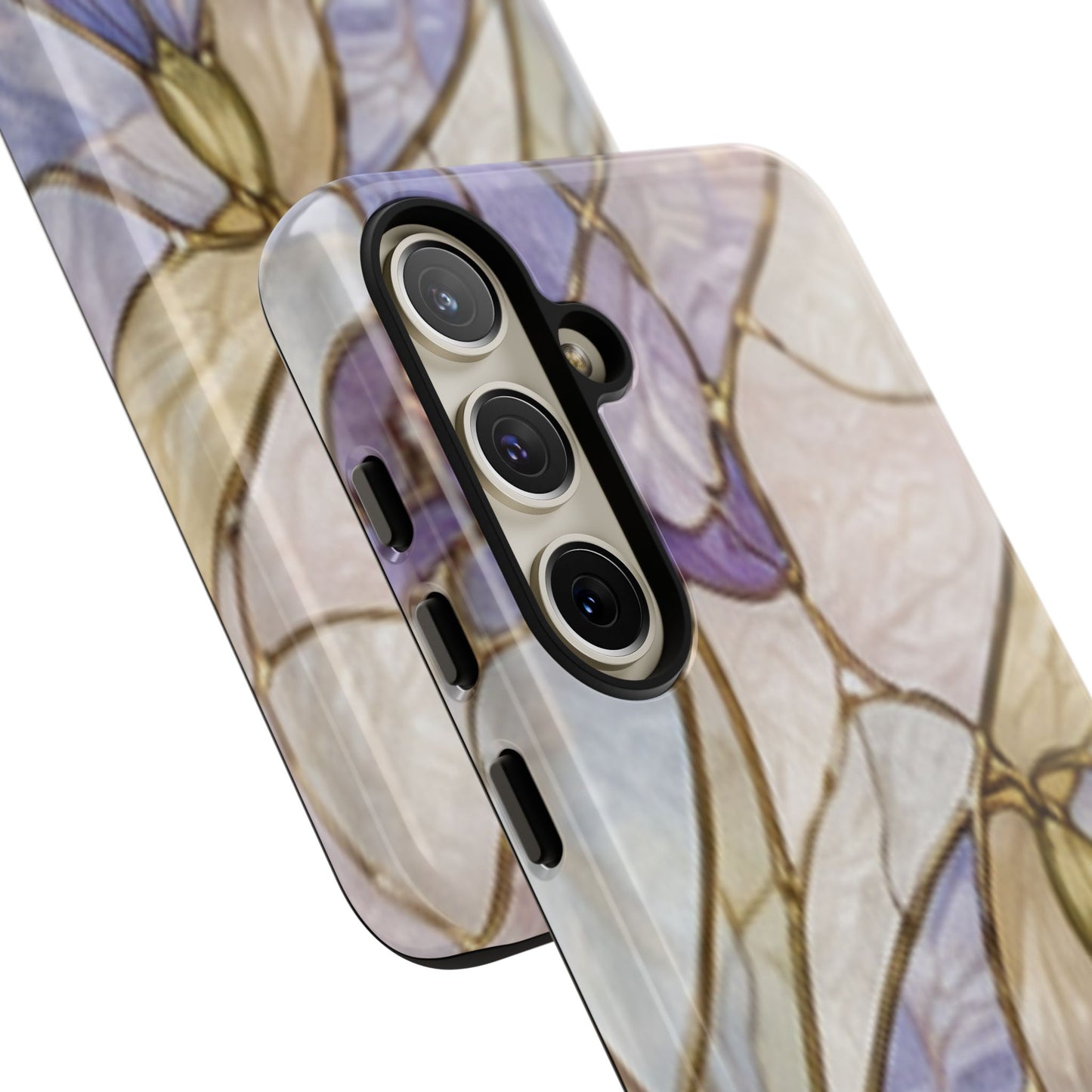 Lilac Meadows Stained Floral Glass Phone Case – Purple Lily Tough Case
