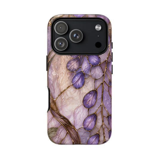 Wisteria Wilows Floral Lavender Vines Tough Phone Case- Stained glass floral collection