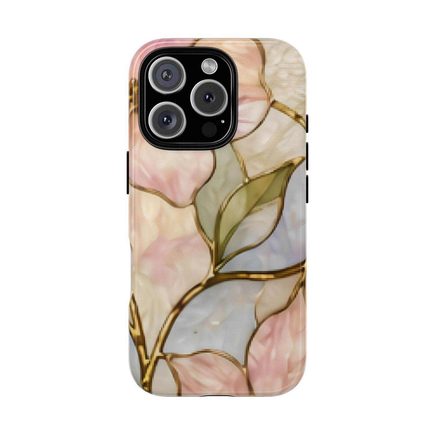 Pink Petals Floral Stained Glass Tough Case — Pastel Pink Protective Phone Cover