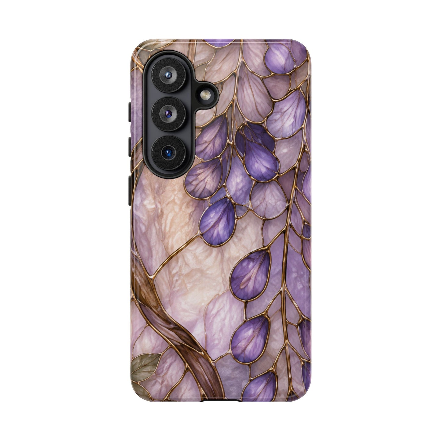 Wisteria Wilows Floral Lavender Vines Tough Phone Case- Stained glass floral collection