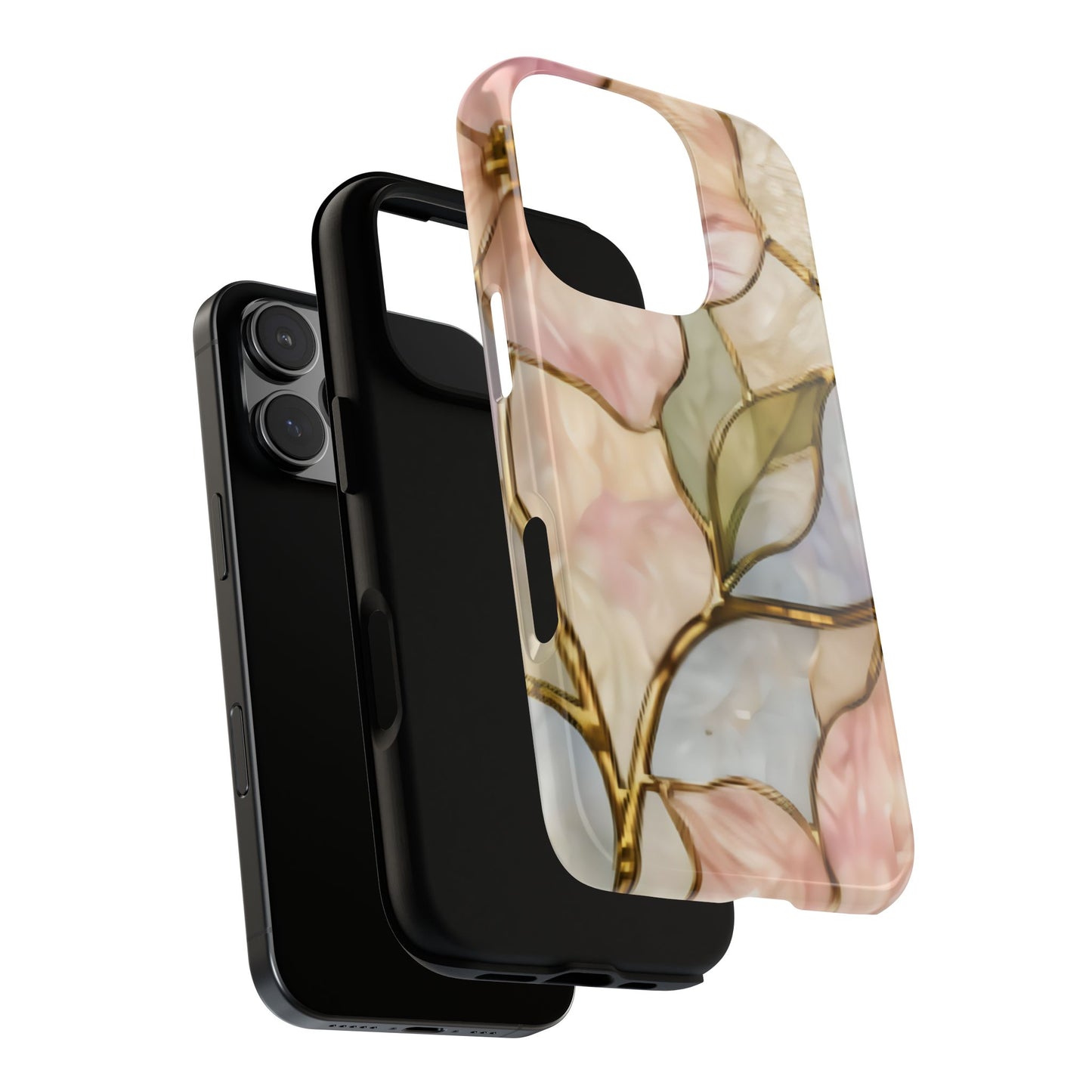 Pink Petals Floral Stained Glass Tough Case — Pastel Pink Protective Phone Cover