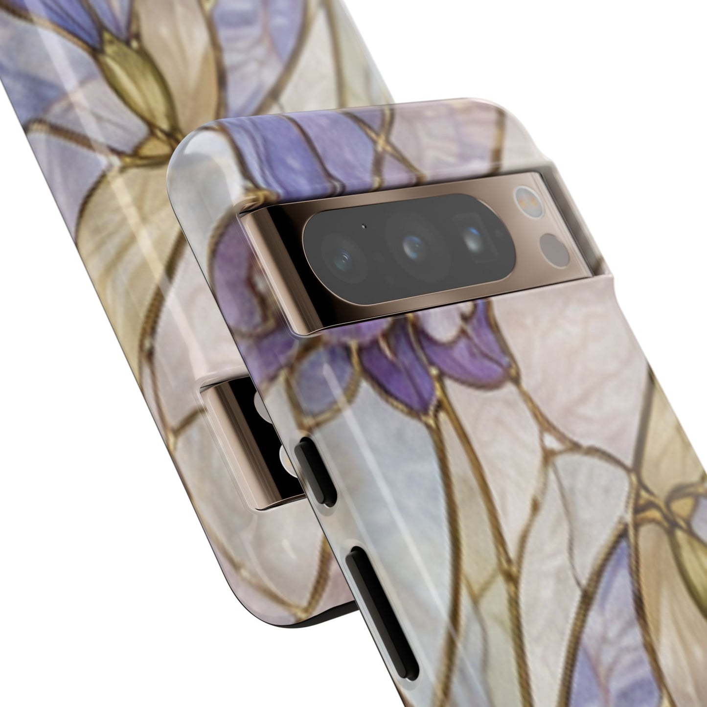 Lilac Meadows Stained Floral Glass Phone Case – Purple Lily Tough Case