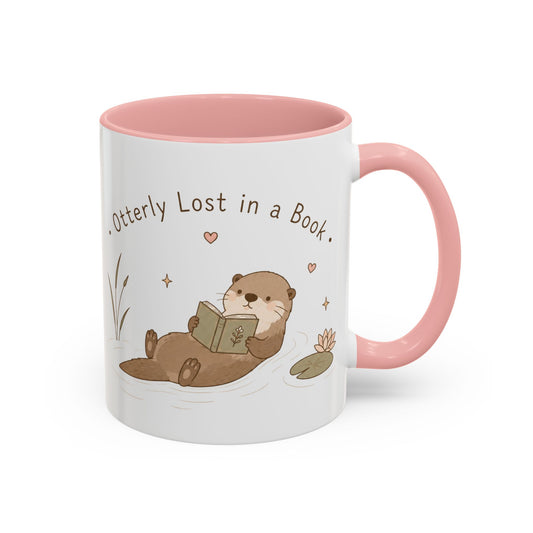 Otterly Lost in a Book Accent Coffee Mug — Cute Reading Otter 11/15oz