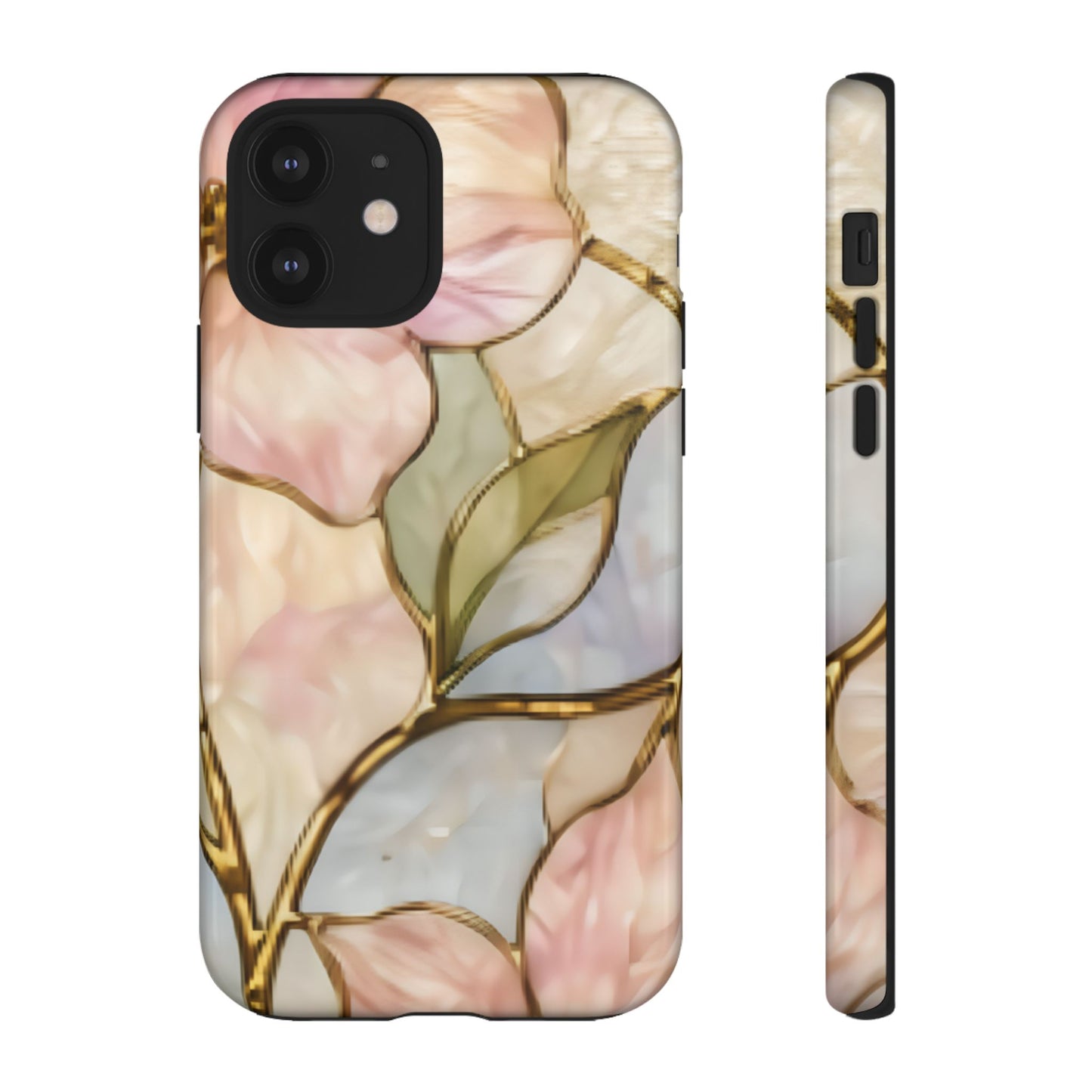 Pink Petals Floral Stained Glass Tough Case — Pastel Pink Protective Phone Cover