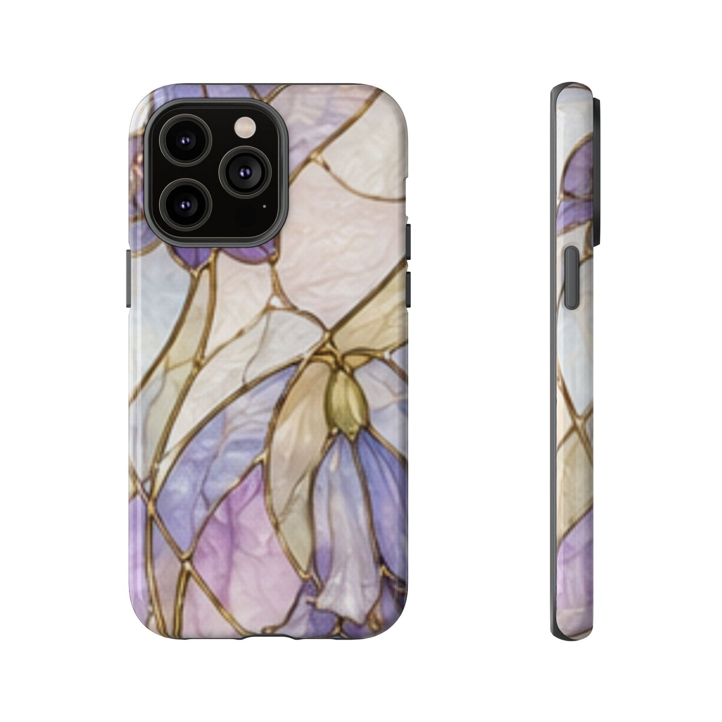 Lilac Meadows Stained Floral Glass Phone Case – Purple Lily Tough Case