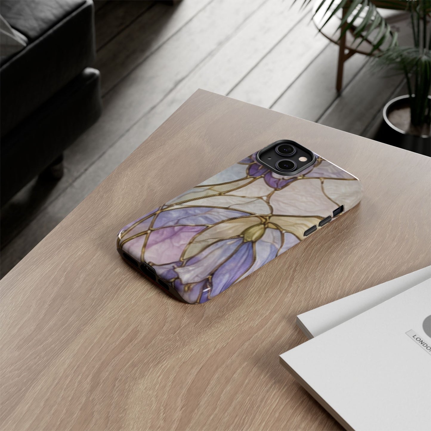 Lilac Meadows Stained Floral Glass Phone Case – Purple Lily Tough Case