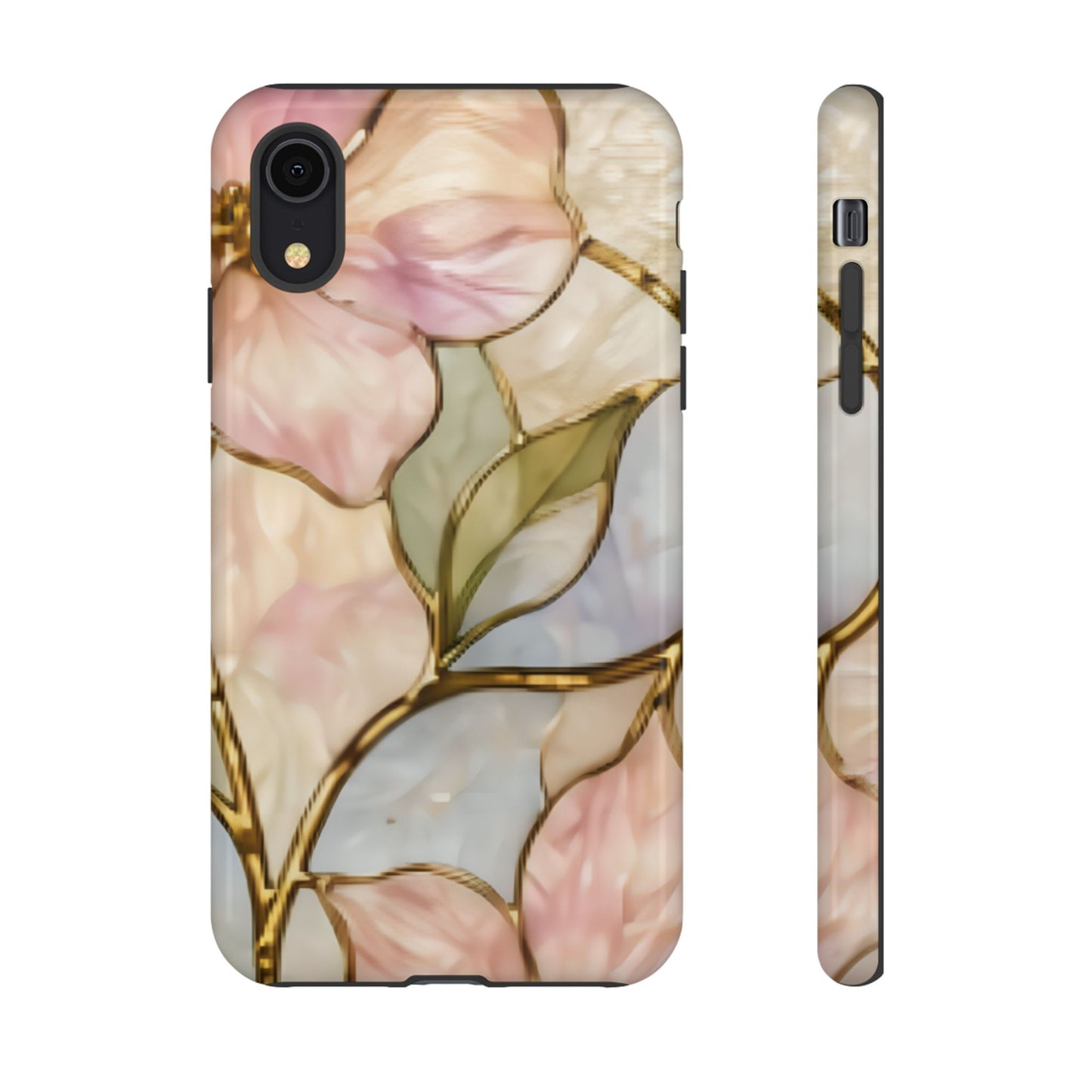 Pink Petals Floral Stained Glass Tough Case — Pastel Pink Protective Phone Cover