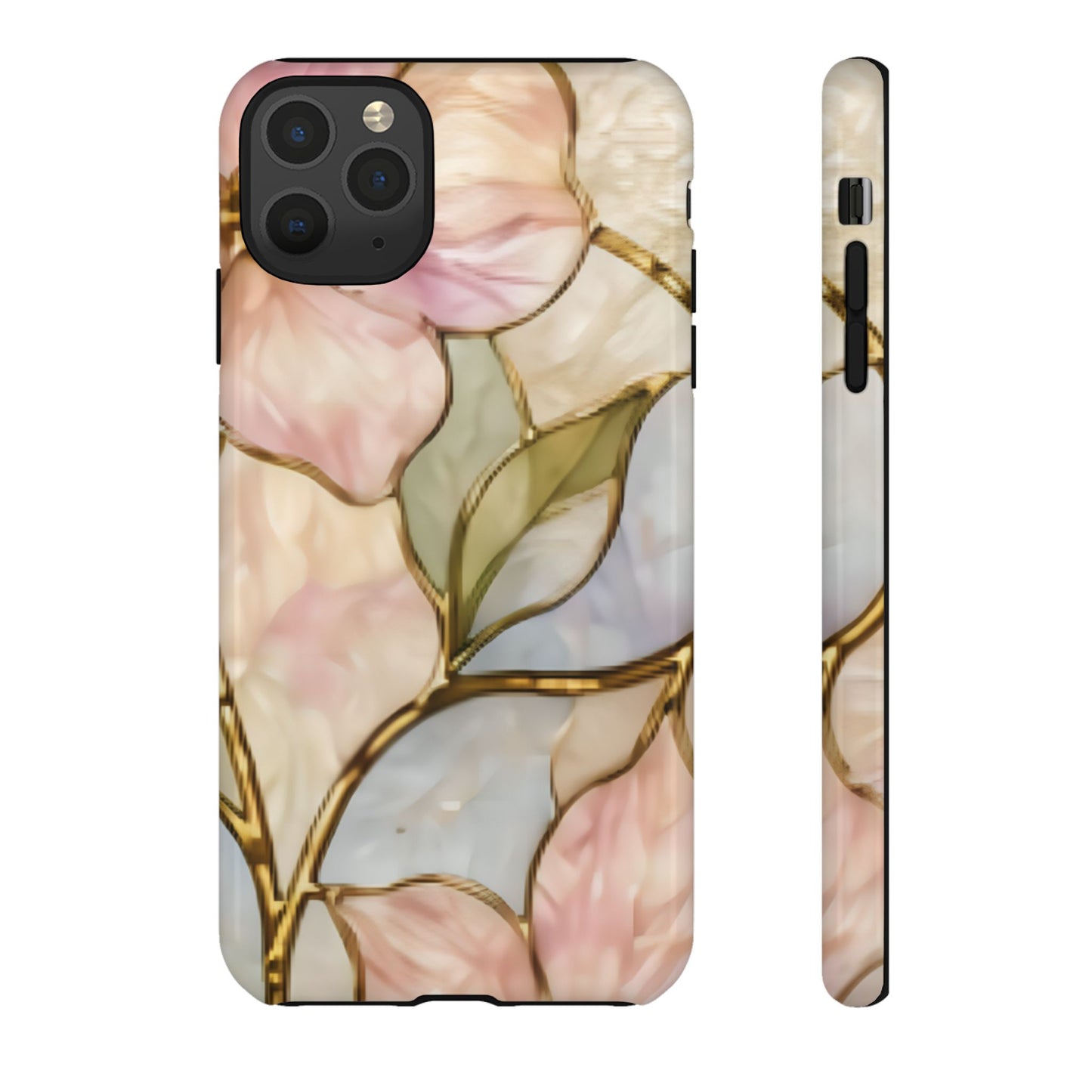 Pink Petals Floral Stained Glass Tough Case — Pastel Pink Protective Phone Cover