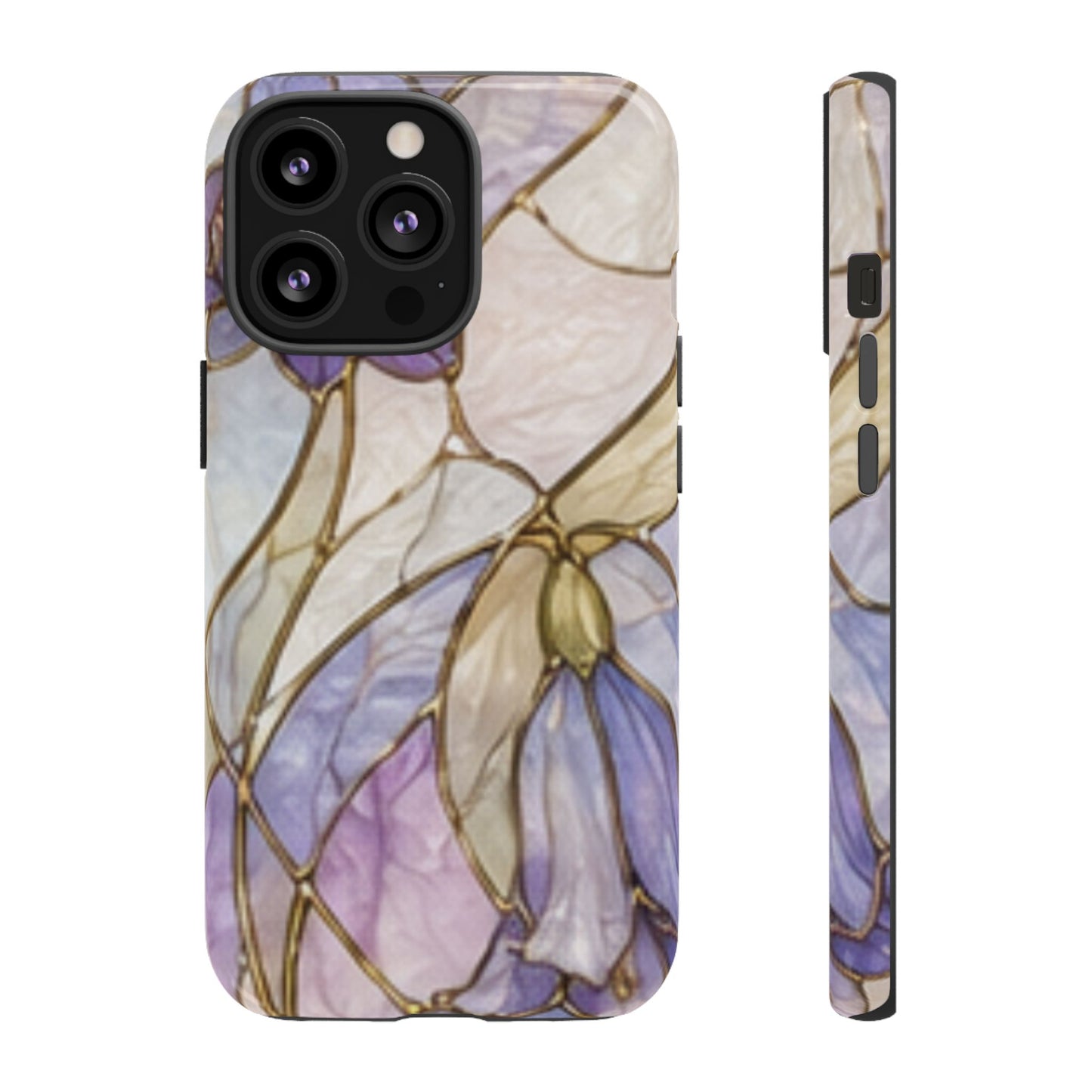 Lilac Meadows Stained Floral Glass Phone Case – Purple Lily Tough Case