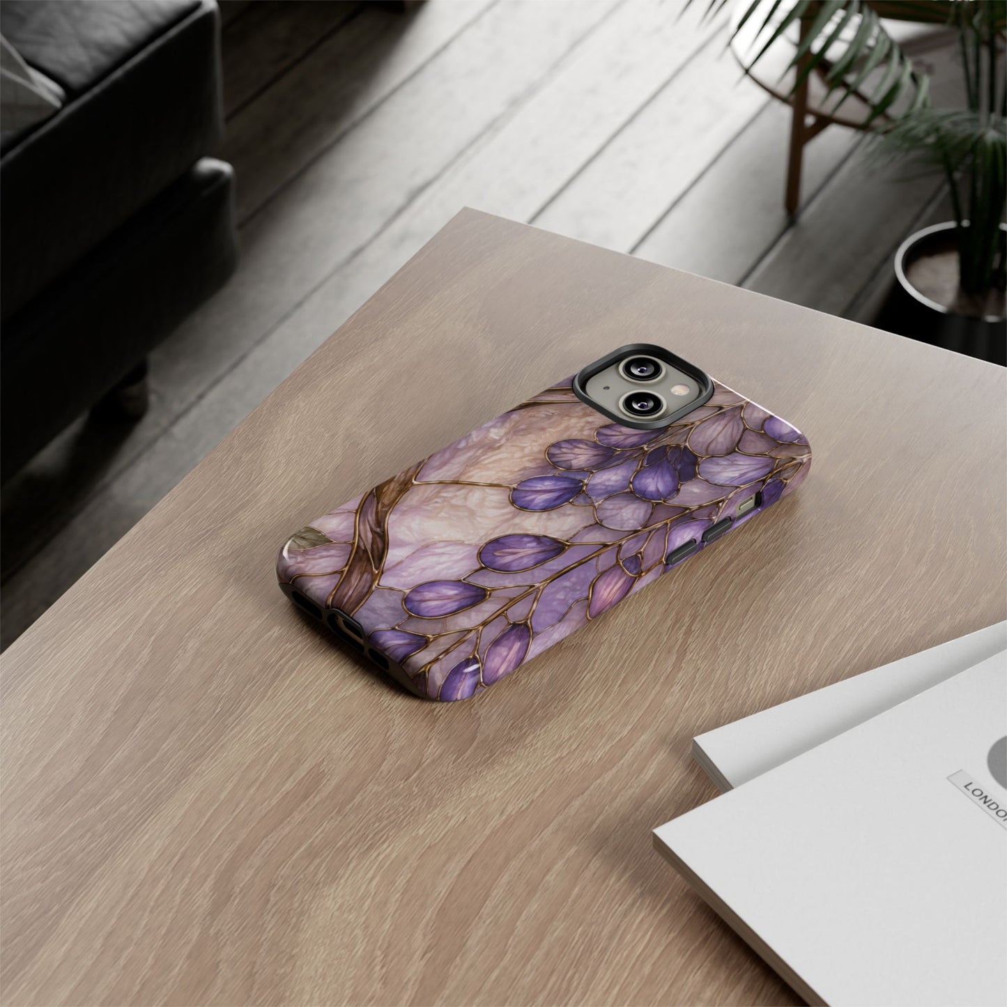 Wisteria Wilows Floral Lavender Vines Tough Phone Case- Stained glass floral collection